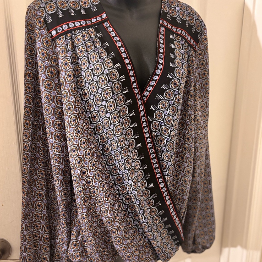 Elegant Blue and Multicolor Women's Top